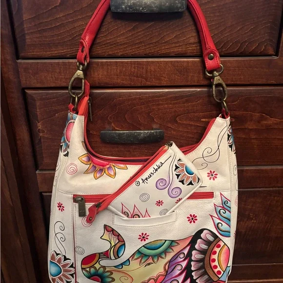 Anuschka Multicolor Elephant Shoulder Bag - Picture 4 of 5